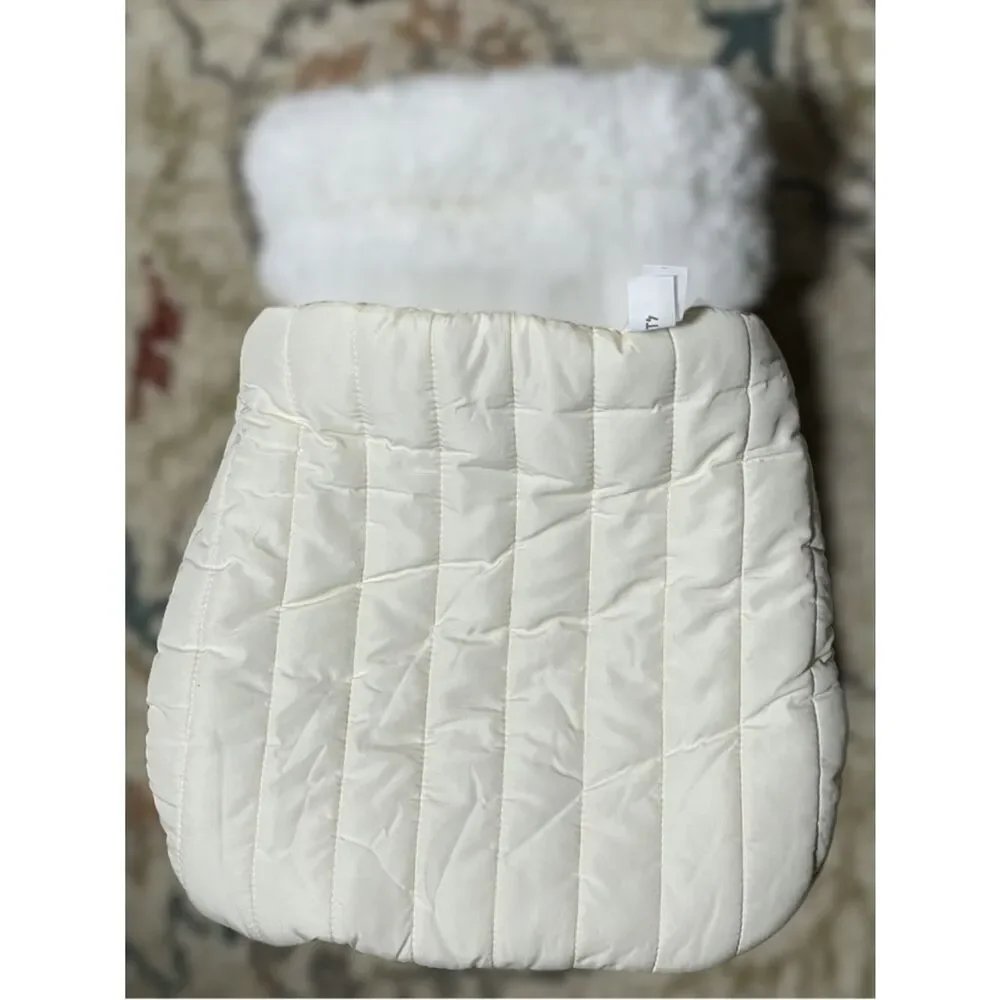 Kimpets Cream Quilted Sherpa-Trim Pet Neat with Bear Patch Kitty Sleeping Bag